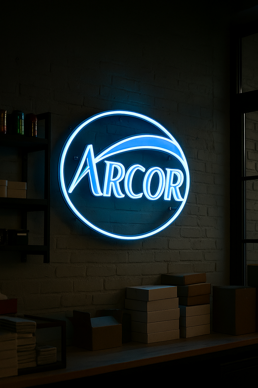 Logo de Arcor en neón